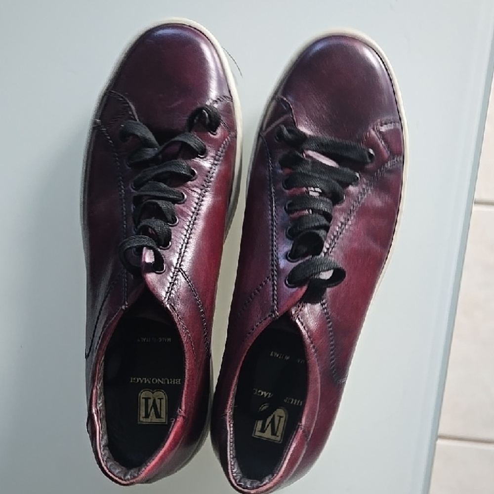 Bruno Magli Men's Burgundy Leather Sneakers